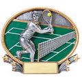 Tennis, Male 3D Oval Resin Awards - Small - 7" x 5-1/2" Tall